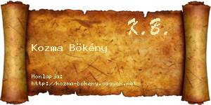 Kozma Bökény névjegykártya